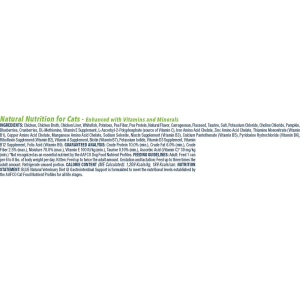 Blue Buffalo Natural Veterinary Diet - GI Gastrointestinal Support Canned Cat Food (24-pack)