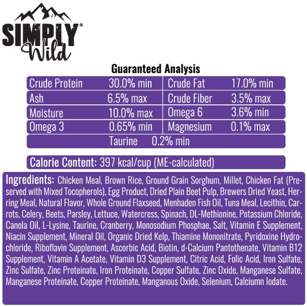Simply Wild Chicken Meal & Brown Rice Cat Food (20 lbs)