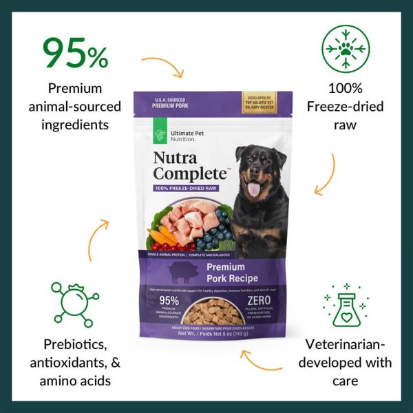Ultimate Pet Nutrition Freeze Dried Raw Nutra Complete Pork Dog Food 5 oz