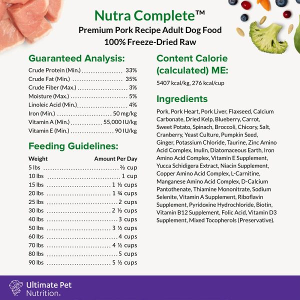 Ultimate Pet Nutrition Freeze Dried Raw Nutra Complete Pork Dog Food 5 oz